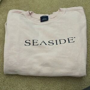 Pink ribbed seaside sweatshirt